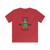Russell Wilson Seattle Seahawks (Green), Kids Gildan Softstyle Tee Shirt