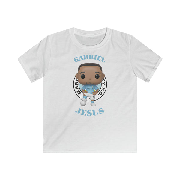 Gabriel Jesus Manchester City, Kids Gildan Softstyle Tee Shirt