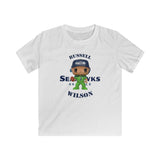 Russell Wilson Seattle Seahawks (Green), Kids Gildan Softstyle Tee Shirt