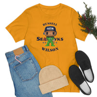 Russell Wilson Seattle Seahawks (Green), Soft Cotton Bella and Canvas Short Sleeve Tee shirt