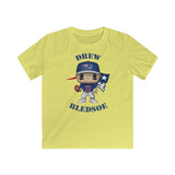 Drew Bledsoe New England Patriots, Kids Gildan Softstyle Tee Shirt