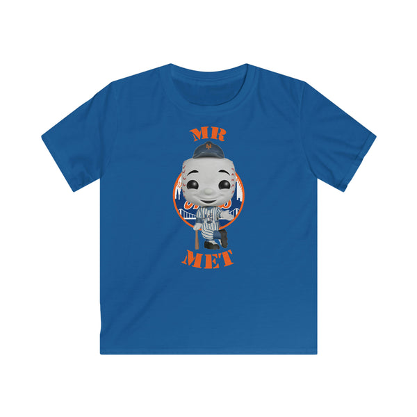 Mr Met New York Mets, Kids Gildan Softstyle Tee Shirt