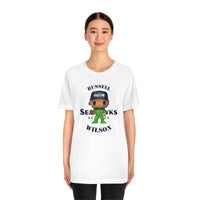 Russell Wilson Seattle Seahawks (Green), Soft Cotton Bella and Canvas Short Sleeve Tee shirt