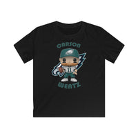 Carson Wentz Philadelphia Eagles White Jersey, Kids Gildan Softstyle Tee Shirt