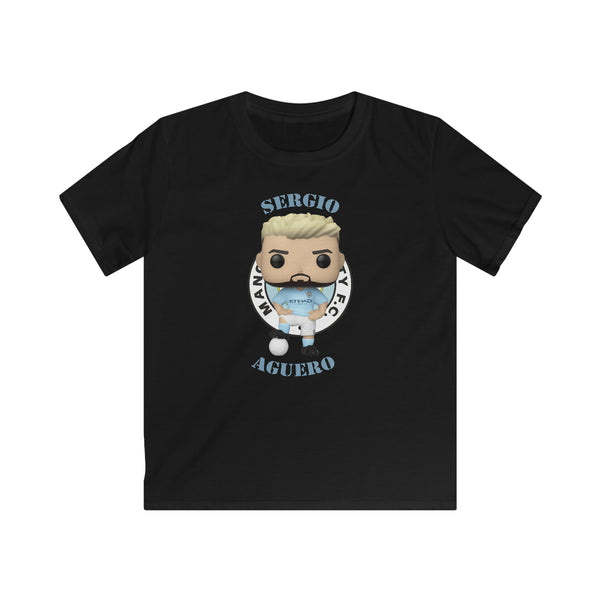 Sergio Aguero Manchester City, Kids Gildan Softstyle Tee Shirt