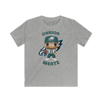 Carson Wentz Philadelphia Eagles White Jersey, Kids Gildan Softstyle Tee Shirt