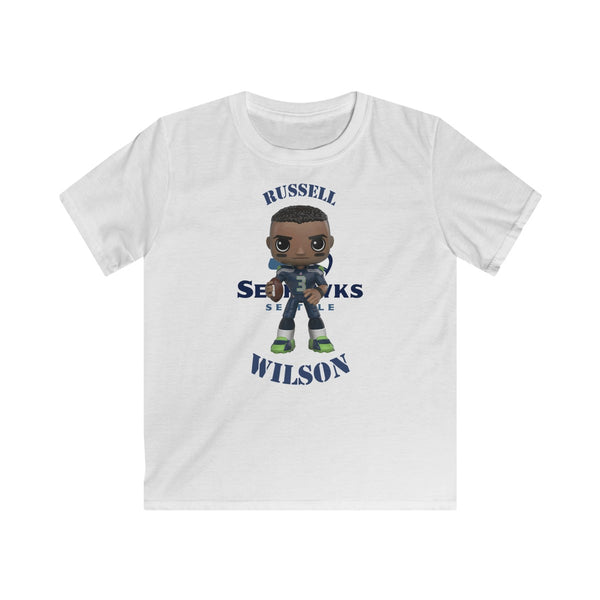 Russell Wilson Seattle Seahawks (Large), Kids Gildan Softstyle Tee Shirt