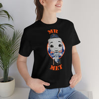 Mr Met New York Mets, Soft Cotton Bella and Canvas Short Sleeve Tee shirt