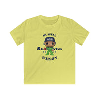 Russell Wilson Seattle Seahawks (Green), Kids Gildan Softstyle Tee Shirt