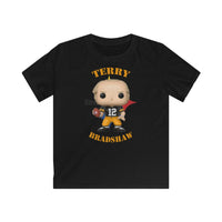 Terry Bradshaw Pittsburgh Steelers (Black Jersey), Kids Gildan Softstyle Tee Shirt