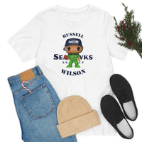 Russell Wilson Seattle Seahawks (Green), Soft Cotton Bella and Canvas Short Sleeve Tee shirt