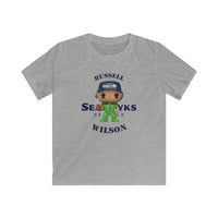 Russell Wilson Seattle Seahawks (Green), Kids Gildan Softstyle Tee Shirt