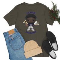 Lemar Jackson Baltimore Ravens, Soft Cotton Bella and Canvas Short Sleeve Tee shirt