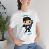 Christian McCaffrey Carolina Panthers, Soft Cotton Bella and Canvas Short Sleeve Tee shirt